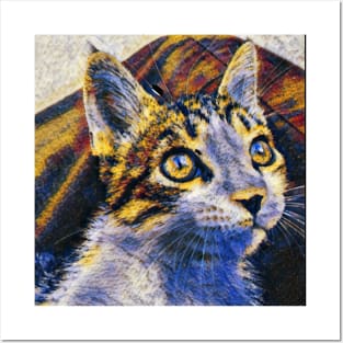 Abstract Colorful Cat Painting Posters and Art